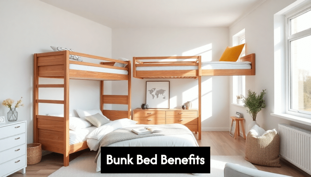 modern bedroom with central bunk bed qr mqwgiutsgfa4mhxat