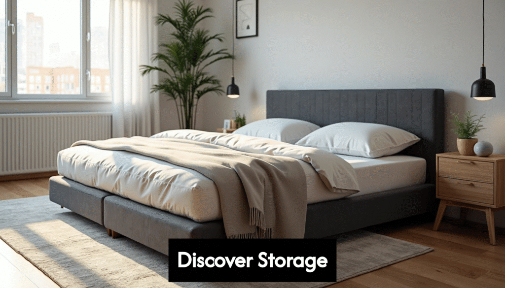 stylish upholstered storage bed in a modern bedroom. zyikoc4eqsipkzlgx5sws