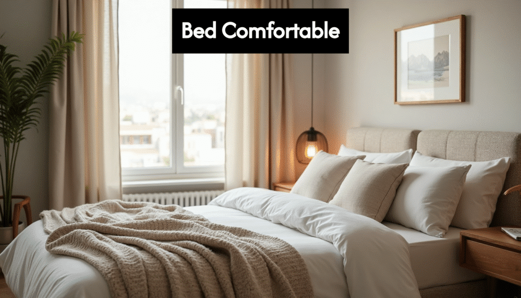 cosy inviting bed with plush bedding in calming room sbgeotj24yalu2g4dbfnp